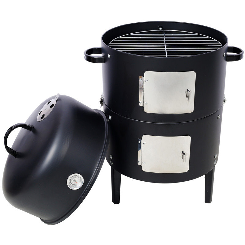 Barbecue fumoir vertical en acier robuste 17 pouces, barbecue rond pour l'extérieur