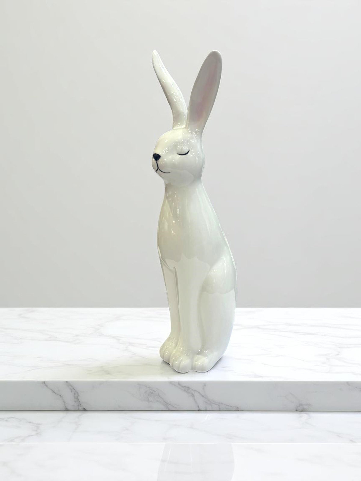 Ebern Designs White Ceramic Rabbit Statue | Wayfair.co.uk