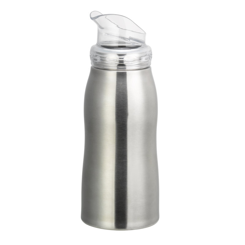 Bouteille en acier inoxydable isolée sous vide avec grand couvercle verseur, H 9,75 po x l 3,75 po x P 3,75 po