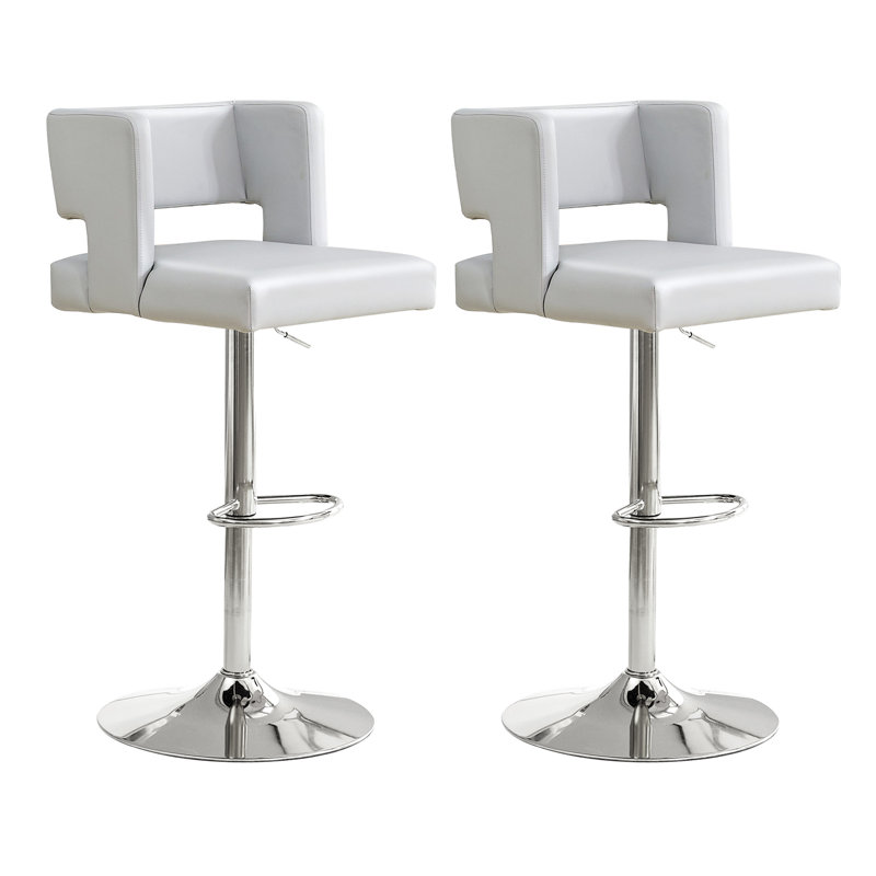 Tabouret de bar ajustable en similicuir, Siège gris / cadre argenté