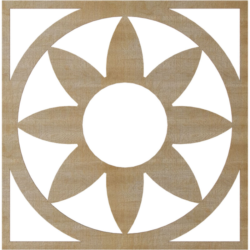 Médaillon de plafond en bois Blume, Noyer blanc, H 30 po x l 30 po x P 0,38 po