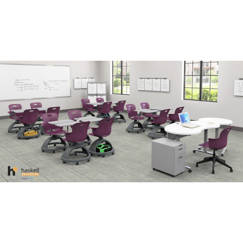 Base de rangement Ethos, fauteuil d'apprentissage actif avec accoudoir à tablette, roulettes souples, Mauve