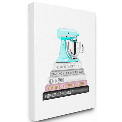 «Bookstack with Mixer», imprimé bleu sarcelle