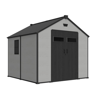 Remise de rangement en résine avec plancher et fenêtre de l 8 pi x P 8 pi, gris