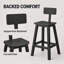 Ensemble de 2 tabourets de bar avec dossier, 74 cm (29 pouces), idéal pour îlot de cuisine ou bar, aspect bois texturé noir, siège et repose-pieds incurvés, gain de place pour l'intérieur et l'extérieur.-1072220213