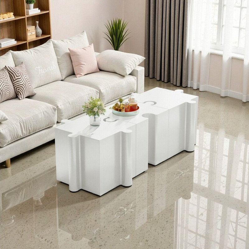 Ensemble de tables d'appoint modulaires 3 pièces MGO, White