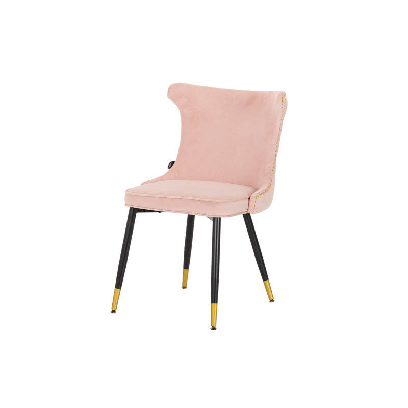 109.22cm H Velvet Upholstered Side Chair, Pink