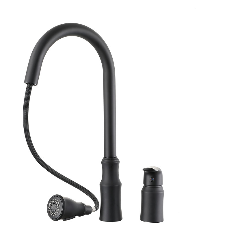 Elegant Farmhouse Single Handle Pull Down Kitchen Faucet, Black