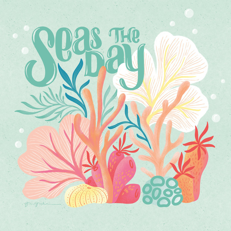 «Under the Sea II» par Gia Graham - reproduction imprimée, H 12 po x l 12 po, Non, Toile tendue
