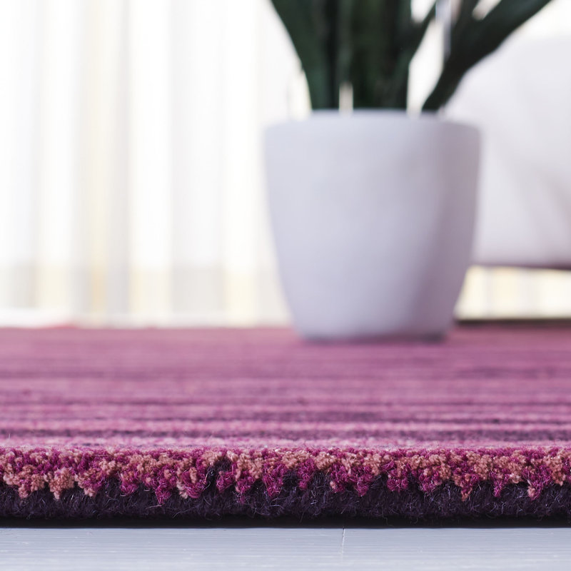 Chanler Striped Handmade Tufted Plum/Black Area Rug, Rectangle 3'6" x 5'6"