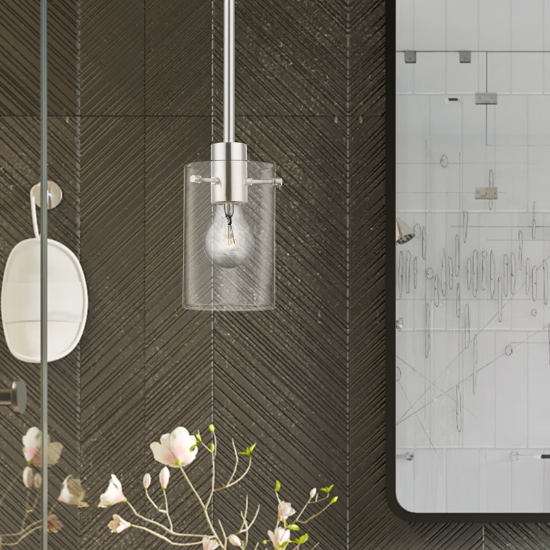 Luminaire suspendu cylindrique simple à 4 lumières Letourneau, Nickel brossé