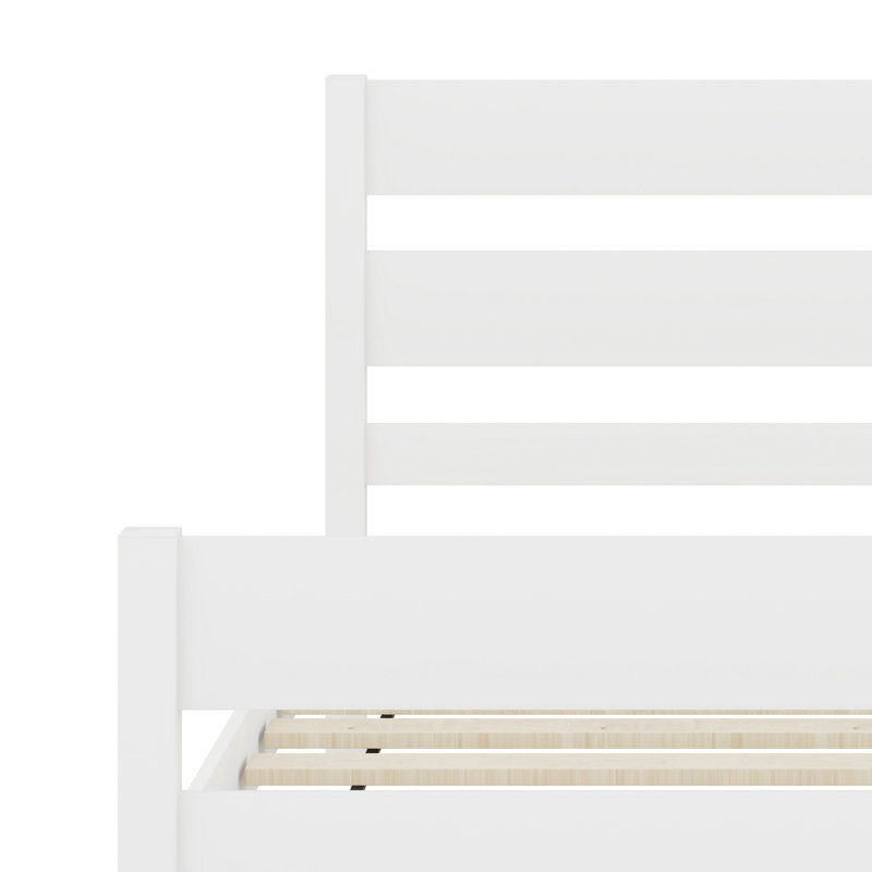 Lit en bois avec tête et pied de lit, Blanc