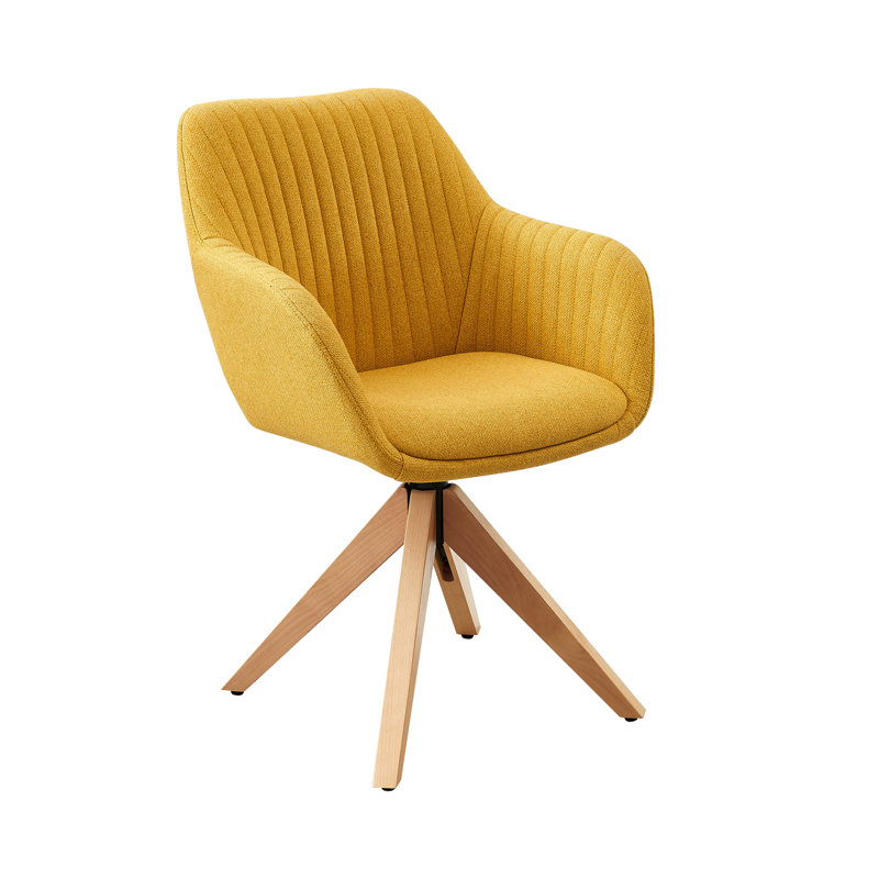 Upholstered Swivel Office Desk Chair, Yellow