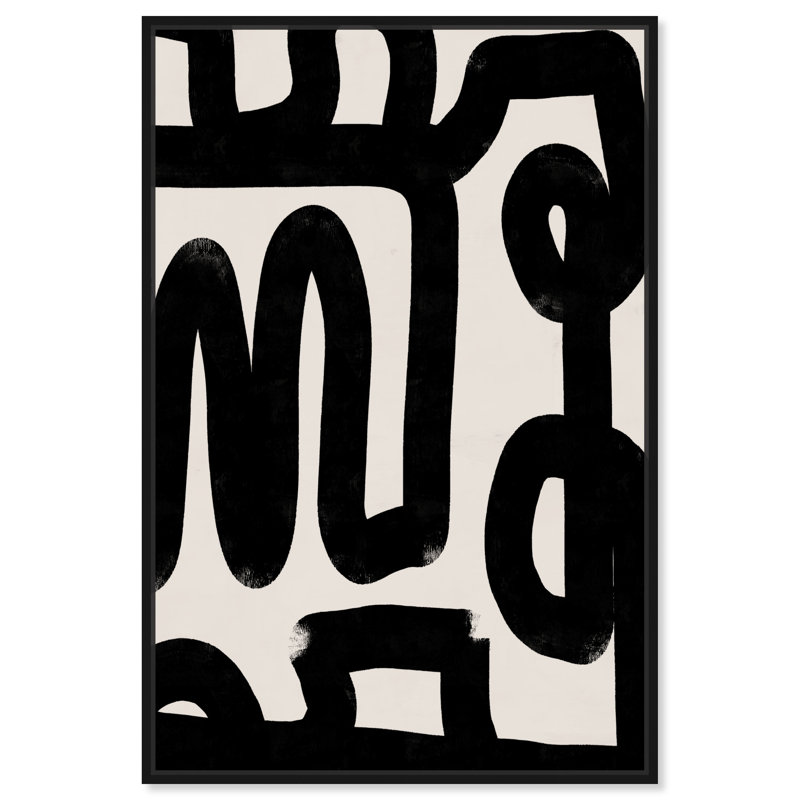 Bold Brush Stroke Lines And Swirls Print by Oliver Gal, 31" H x 21" W, Black Floater Framed
