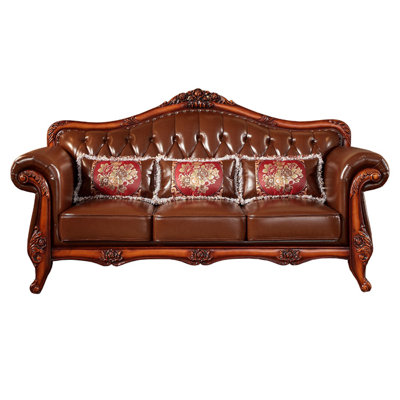 American Sofa Solid Wood European Retro Sofa 82.6'' Upholstered Sofa