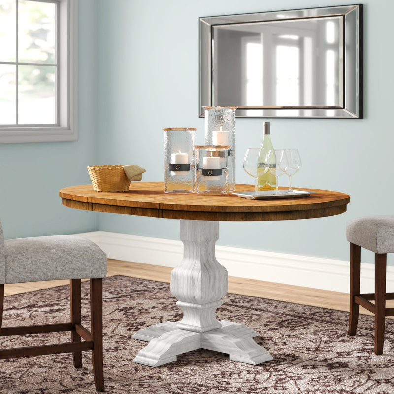 Marcotte Extendable Oval Solid Wood Dining Table, Antique White