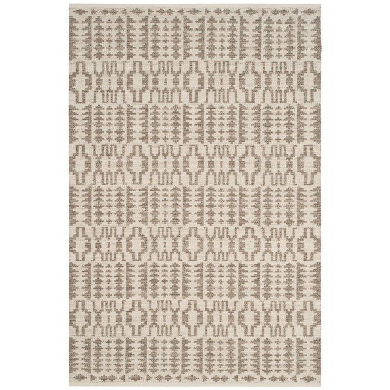 Tapis géométrique en laine / coton tissé à la main Bennett, Rectangle 5 pi x 8 pi