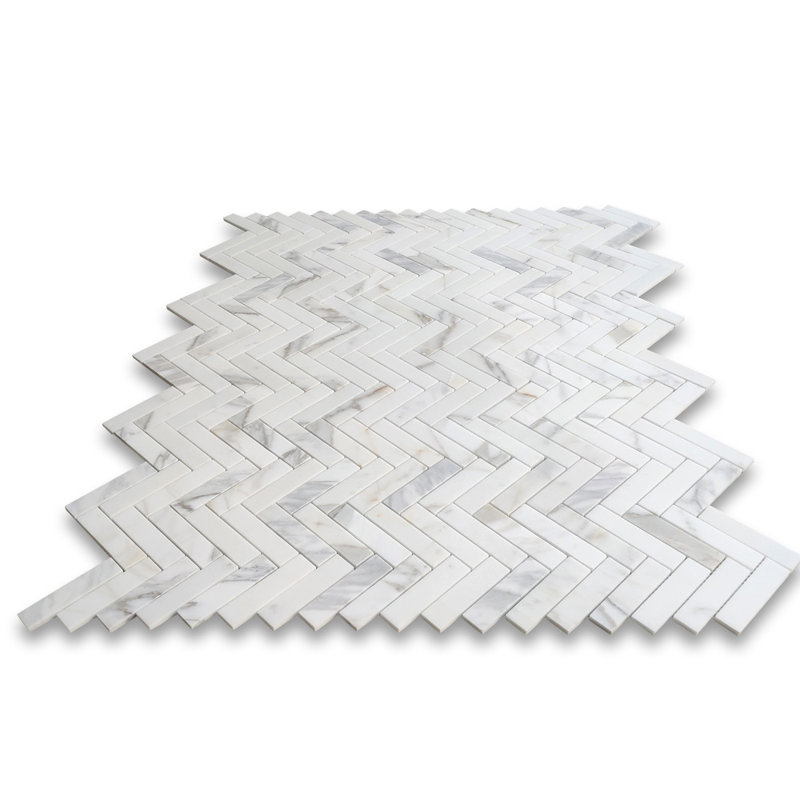 Calacatta 11" x 9" Marble Mosaic Tile, LIght Gray