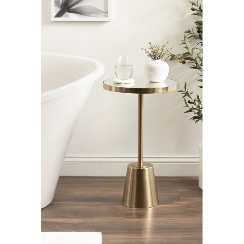 Hardeman Genuine Marble Pedestal End Table, Gold