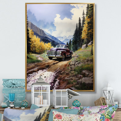 Ashu Green Pickup Truck Mountain Majesty sur toile