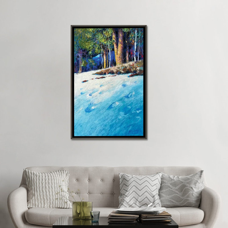 Winter Day - reproduction d'art murale - toile encadrée, 48 po x 32 po, Toile avec cadre, Gris