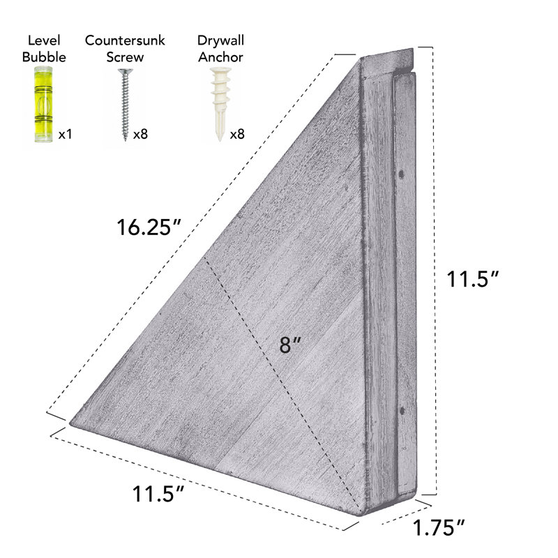 Ensemble de tablettes murales 2 pièces Euclide, Gris