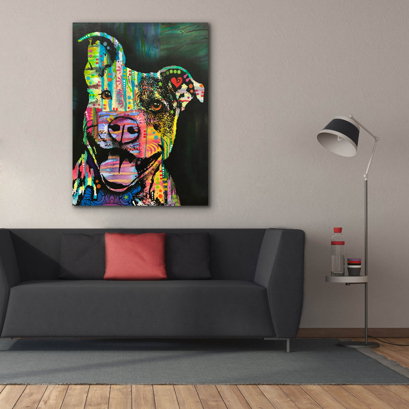 «Exhuberant Pit Bull» par Dean Russo, H 54 po x l 40 po x P 1,5 po