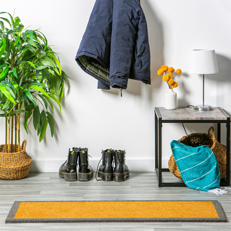 Nicola Spring - Coir Double Door Mat - 120 x 40cm - Grey Border
