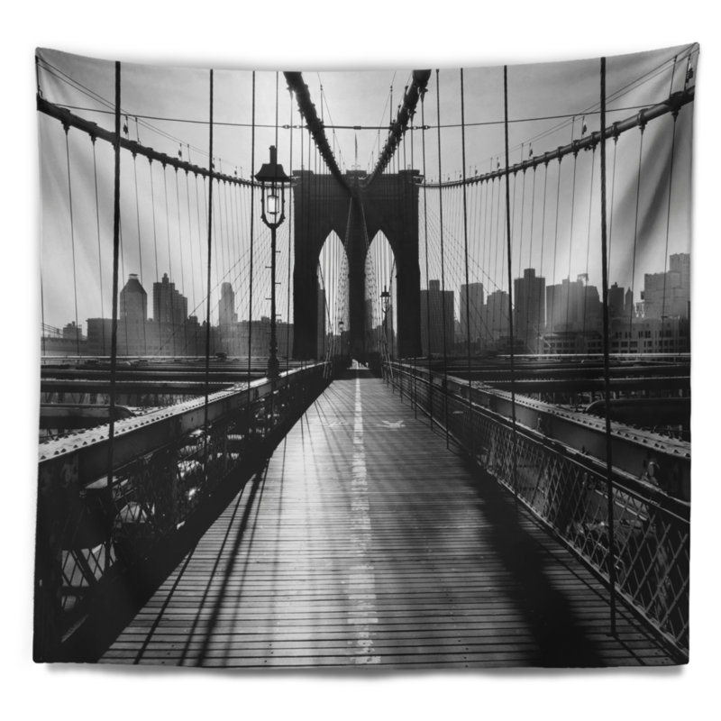 Tapisserie pont brooklyn foncé cityscape, H 32 po x l 39 po