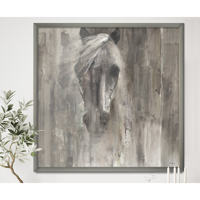 Cheval, reproduction d'art sur toile, cheval de ferme, H 30 po x l 30 po x P 1 po, Argent