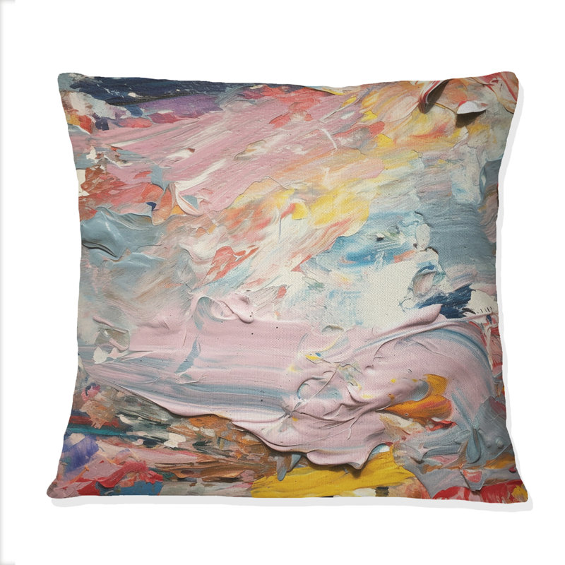 Summer Pastel Groove Abstract Expressionism - Coussin décoratif avec peinture abstraite
