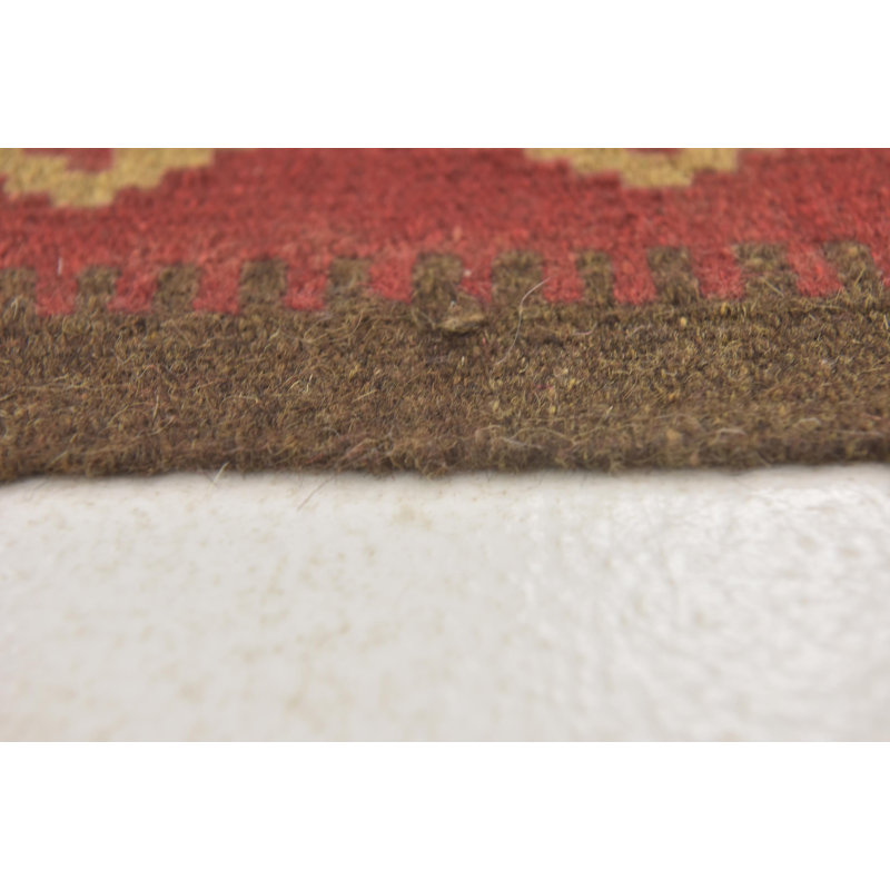 Tapis de zone en laine rouge/brun clair 3 pi 6 po x 6 pi à la main one-of-kind noué la Lorain