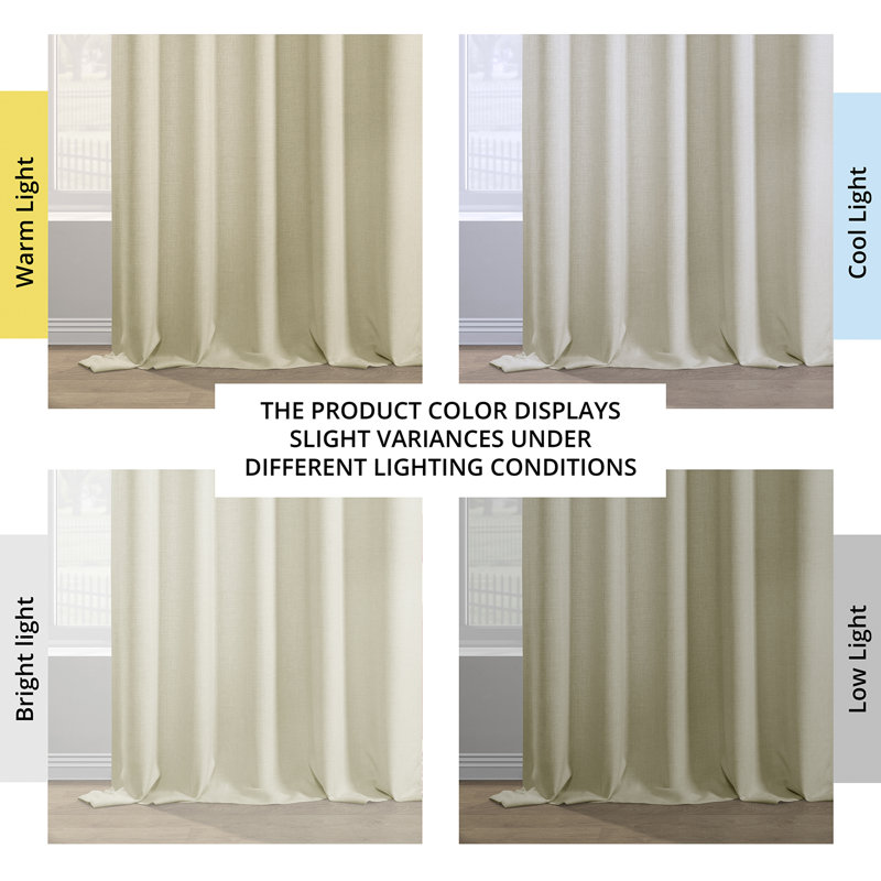 Armita Italian Faux Linen Room Darkening Curtains for Bedroom & Living Room Curtains - Single Panel Window Curtains, Ivory