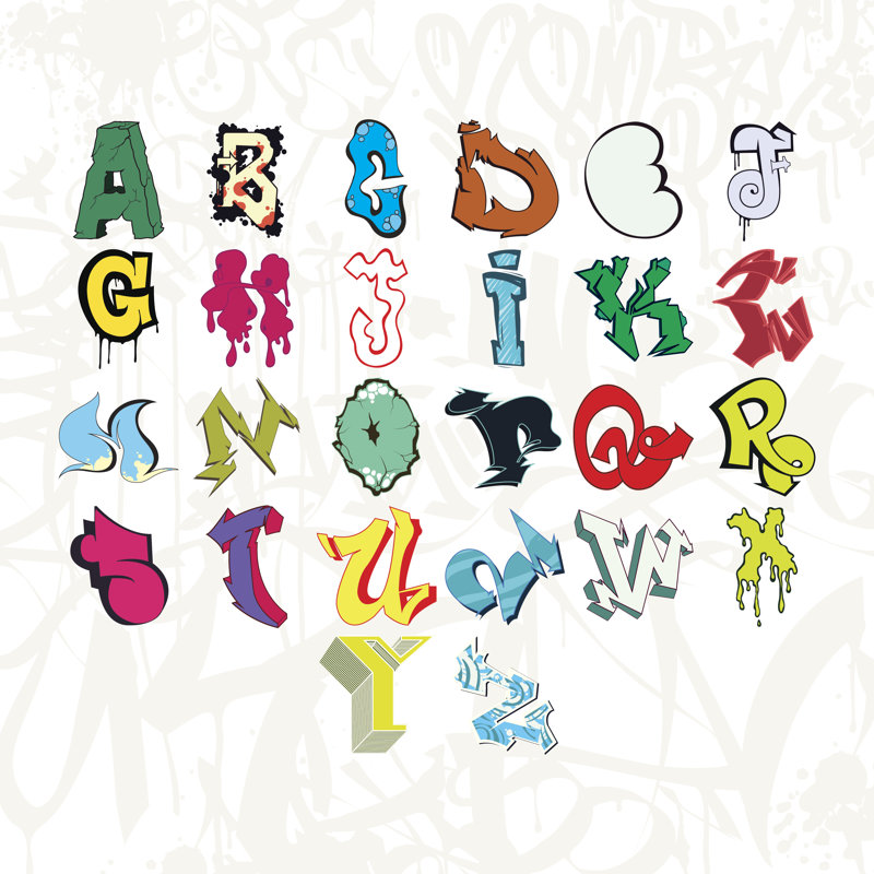 Graffiti Font - Wrapped Canvas Print, 30cm H x 30cm W x 3.8cm D