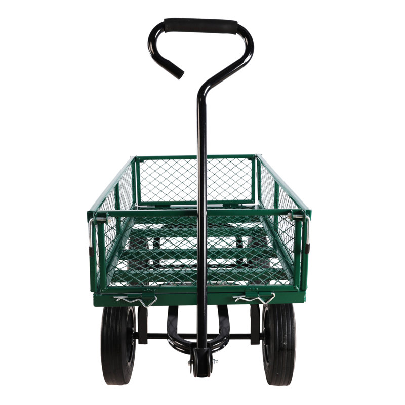 Les chariots de chariot de jardin avec outils solides de roues facilitent le transport du bois de chauffage, Vert / noir