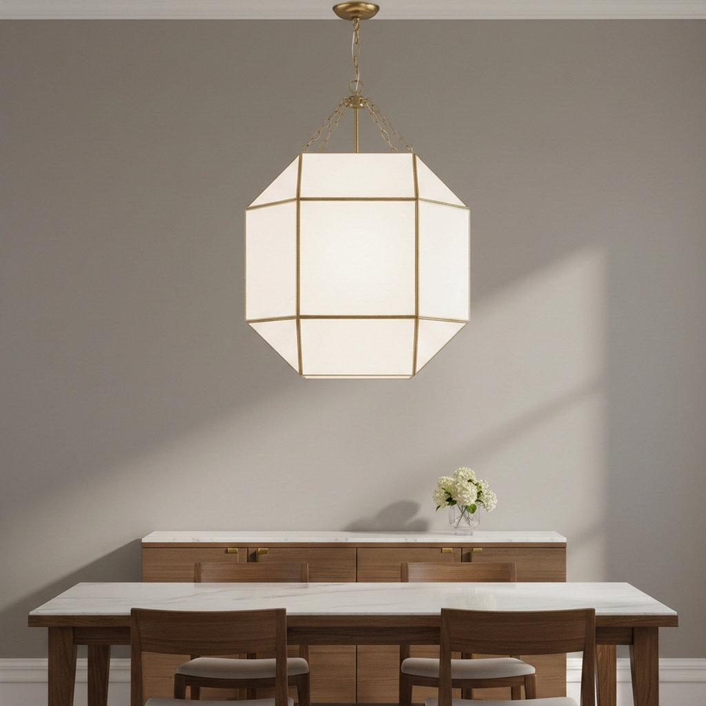 Reid 4 Light Glass Dimmable Pendant, Satin Brass, No