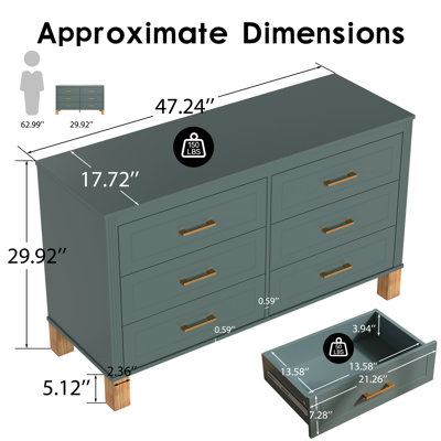 Heavy-Duty Wooden 6-Drawer Double Dresser