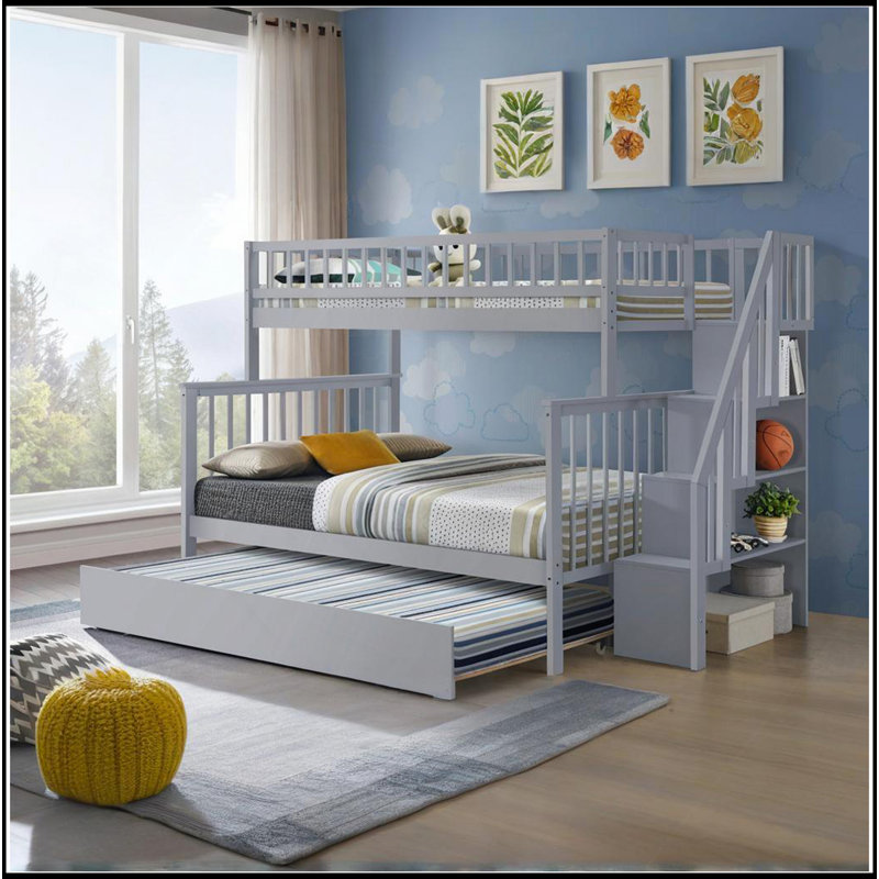 Base de lit plateforme confortable avec tête de lit capitonnée et support solide, Gris, Grand lit