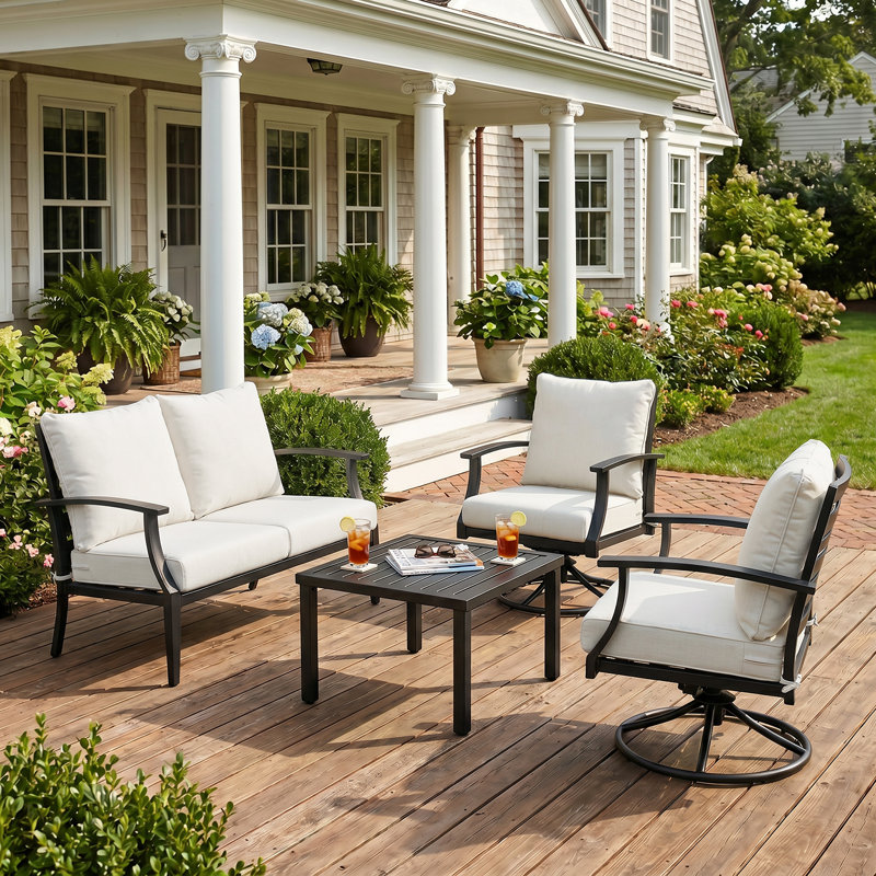 Outdoor Water-resistant Deep Seat Cushion Set, Ivory, 23" W x 26" D