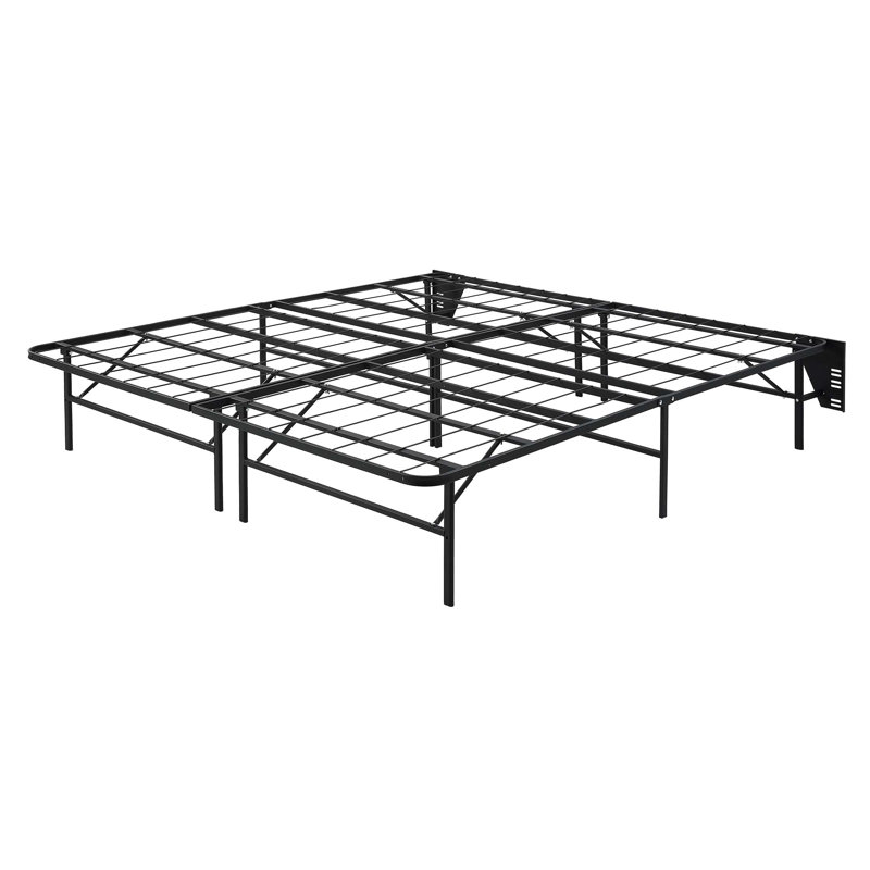 Structure de lit pliable en métal noir de très grande taille, sans accoudoirs, Très grand lit