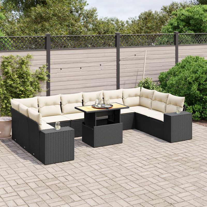 Vidaxl Garden Sofa Set Black, Cream