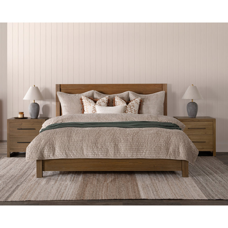 Modica Pine Wood Bed, Queen, Honey Brown