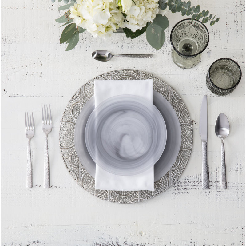 D&V La Jolla Amethyst 8.25" Salad/Dessert Plate, Set of 4, Storm Gray