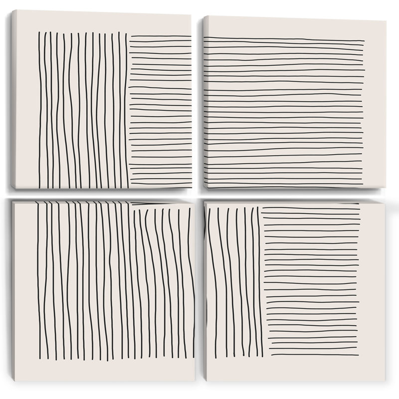 Minimal Geometric Lines I - ensemble d'art moderne sur toile 4 pièces