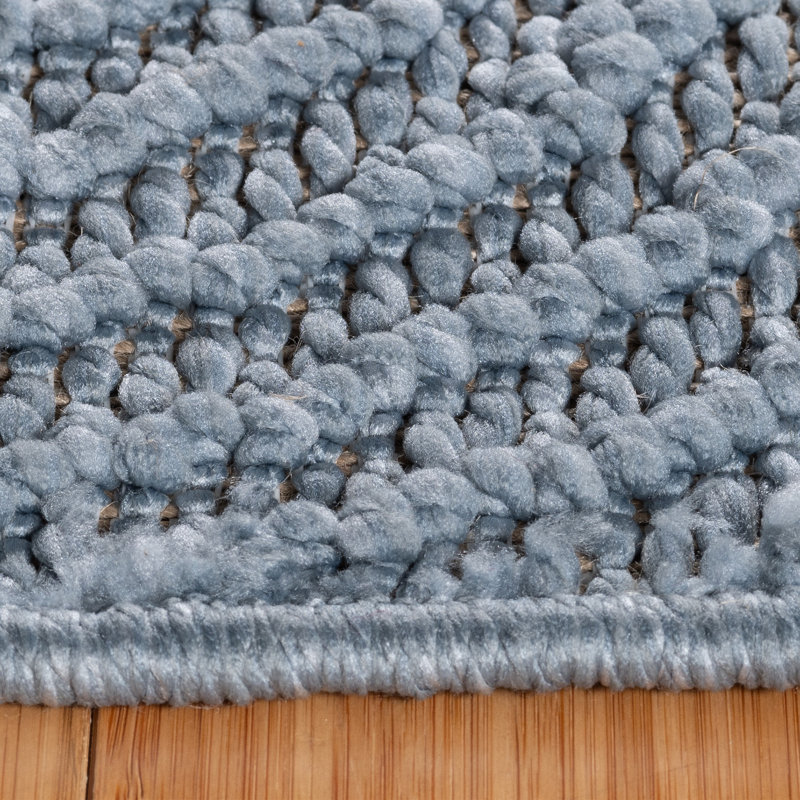 High-Low Loop Pile Indoor Area Rug, Light Denim Blue Modern Geometric Polyester Rug for Living Room & Bedroom – Nylah Karina
