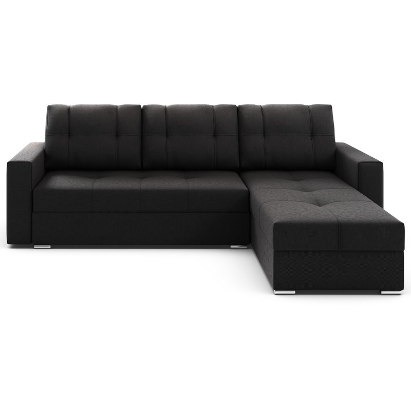 Solara 3 Seater Corner Sofa , Right -sided, Black - Lars100