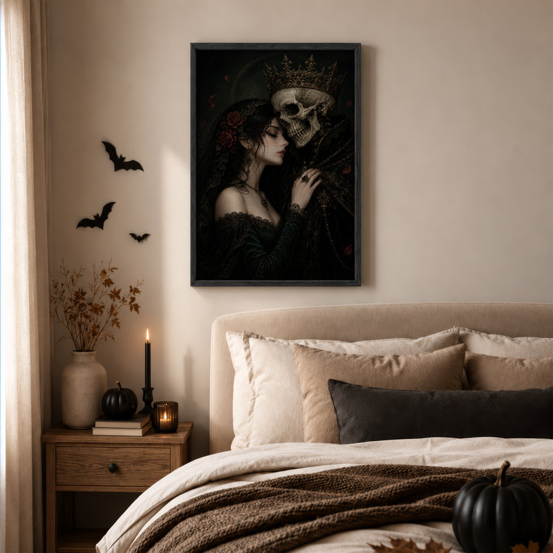 Art gothique sur toile, femme gothique et couronné, 48"H x 32"W