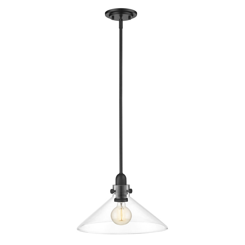Luminaire suspendu conique 1 lumière Buzbee, Noir mat