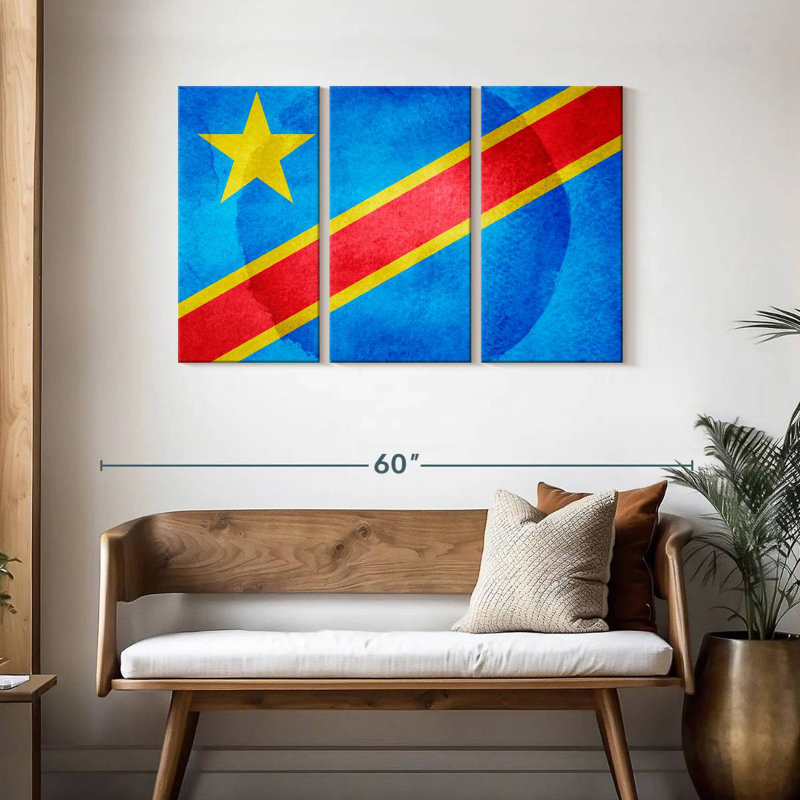 Washed Congo Flag, 28" H x 45" W