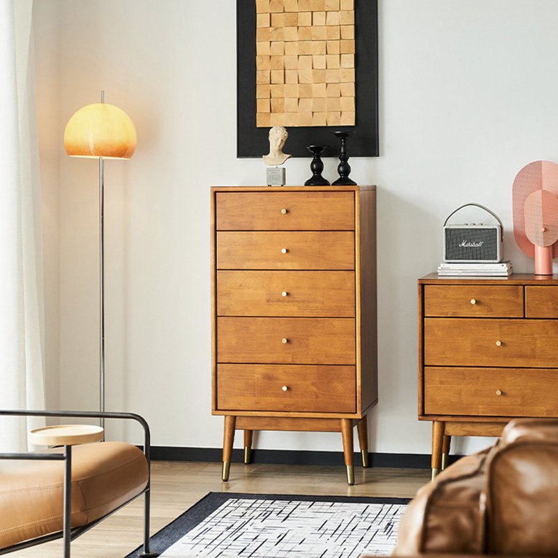 French Minimalist Style Accent Chest, Brown